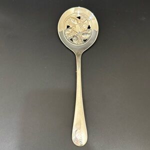 Antique Vintage Sheffield Acorn & Leaf Pattern Silverplate Slotted Serving Spoon